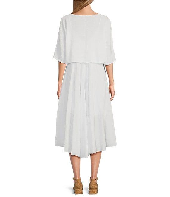 M Made in Italy Two-Piece Crew Neck Elbow Sleeve Crop Top Sun Slip Midi Dress Product Image