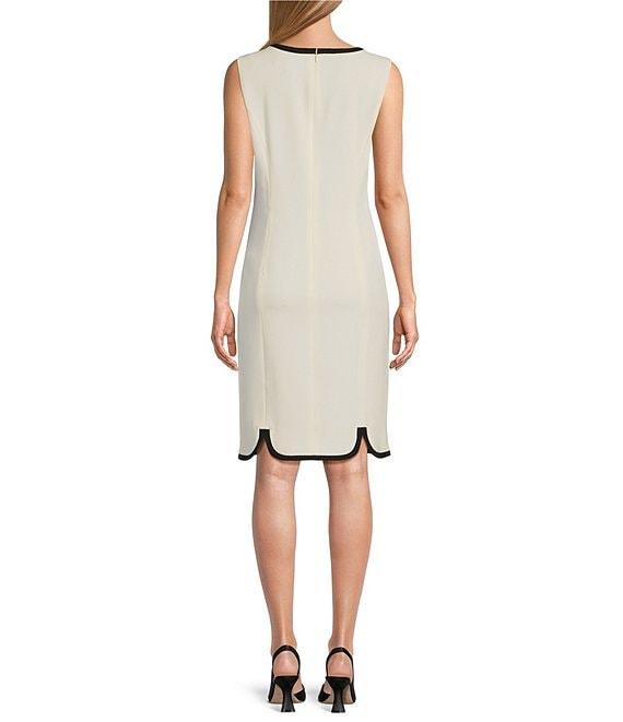 Kasper Combo Round Neck Sleeveless Sheath Princess Seam Dress Product Image