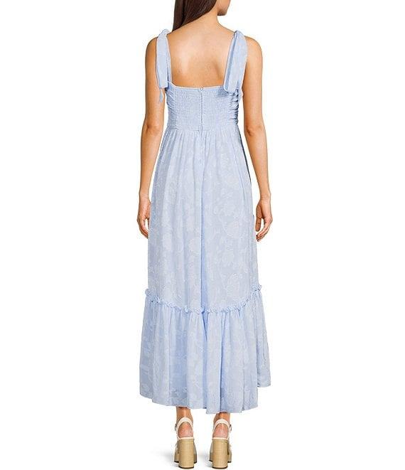 B. Darlin Sweetheart Neck Tie Shoulder Shirred Bustier Ruffle Hem Dress Product Image