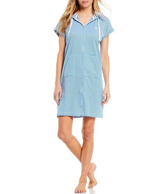 Lauren Ralph Lauren Striped Hoodie Interlock Zip Front Lounger Product Image