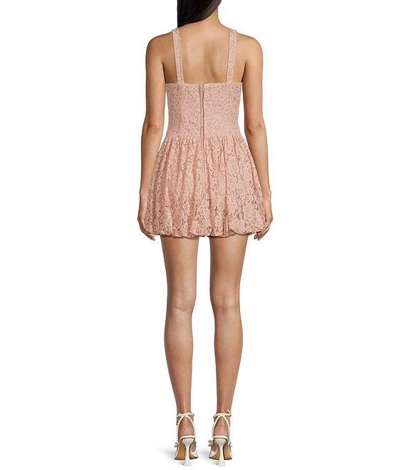 City Vibe Split V-Neck Bubble Skirt Dress Product Image