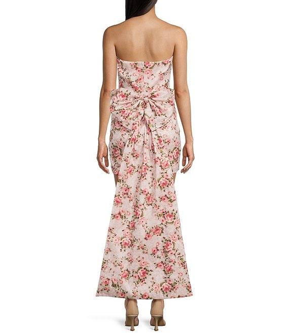 Allison & Kelly Floral Printed Strapless Bow Back Dress Product Image