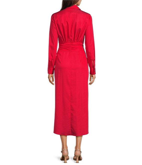 Alex Marie Adriana Long Sleeve Collared Tie Waist Maxi Dress Product Image