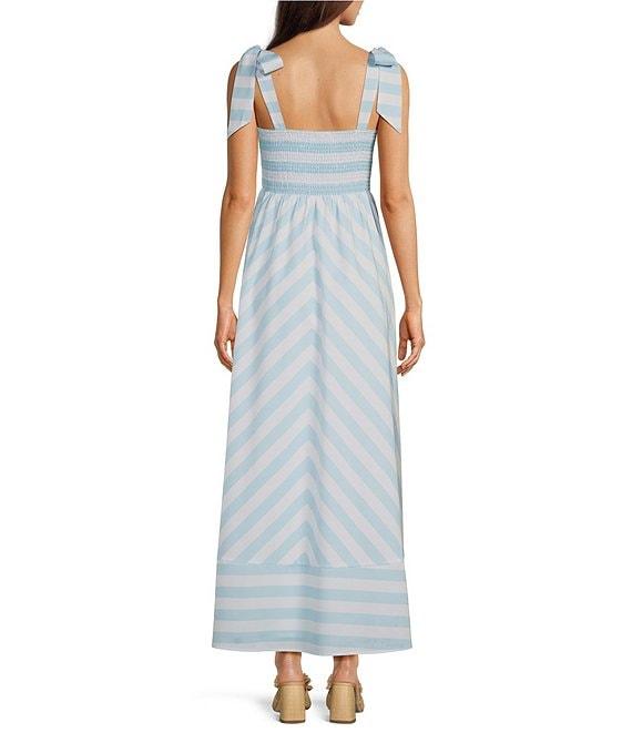 SAIL to SABLE x Style Charade Stripe Print Square Neck Tie Shoulder Sleeveless Maxi Dress Product Image