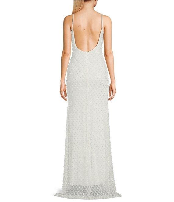 B. Darlin Scoop Neck Bungee Spaghetti Strap Glitter Pearl Skirt Dress Product Image