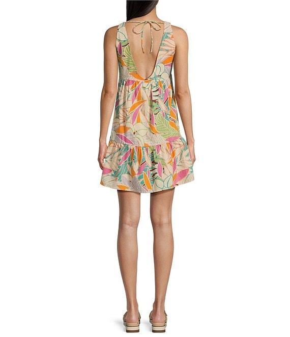 Rip Curl Vadella Tropical Palm Print Sleeved Mini Dress Product Image