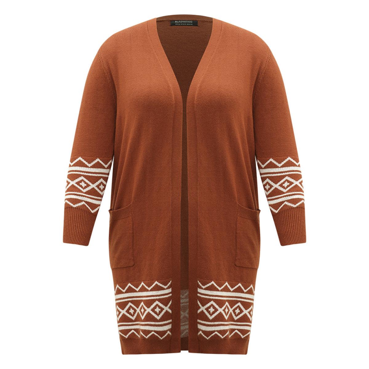 Plus Size Supersoft Essentials Bandana Split Side Cardigan Chocolate Women Casual Loose Long Sleeve Everyday Cardigans BloomChic 10/M Product Image