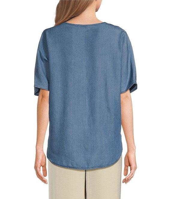 DKNY by Donna Karan Tencel V-Neck Short Sleeve Tunic Product Image