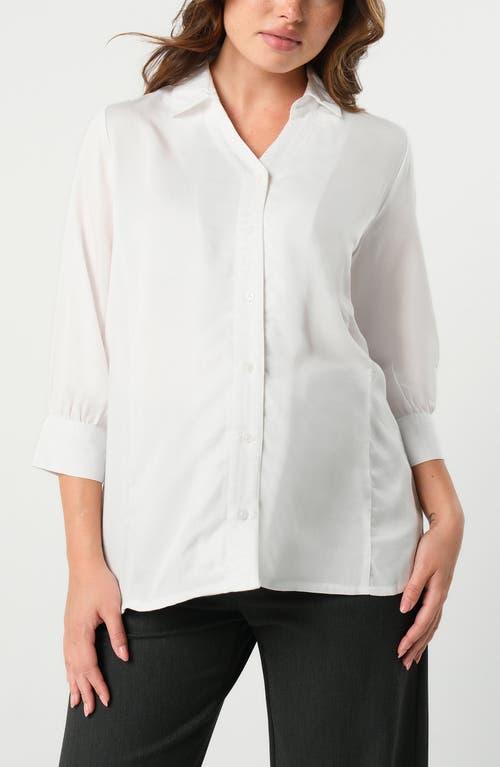 Marion Women's Petite No-Gap 3/4 Sleeve Maternity & Nursing Button Down Shirt Product Image