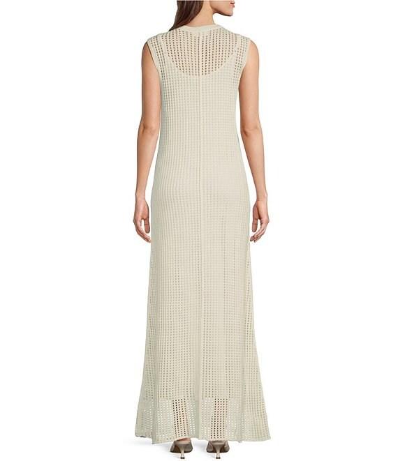 Le' AL.X Knit Crochet Crew Neck Sleeveless Shift Maxi Dress Product Image