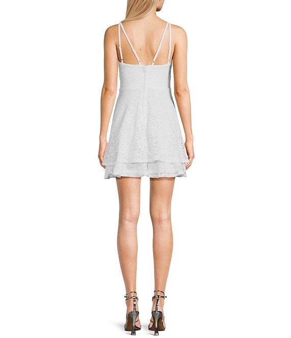 Pear Culture Sleeveless Patterned-Lace Fit-And-Flare Dress Product Image