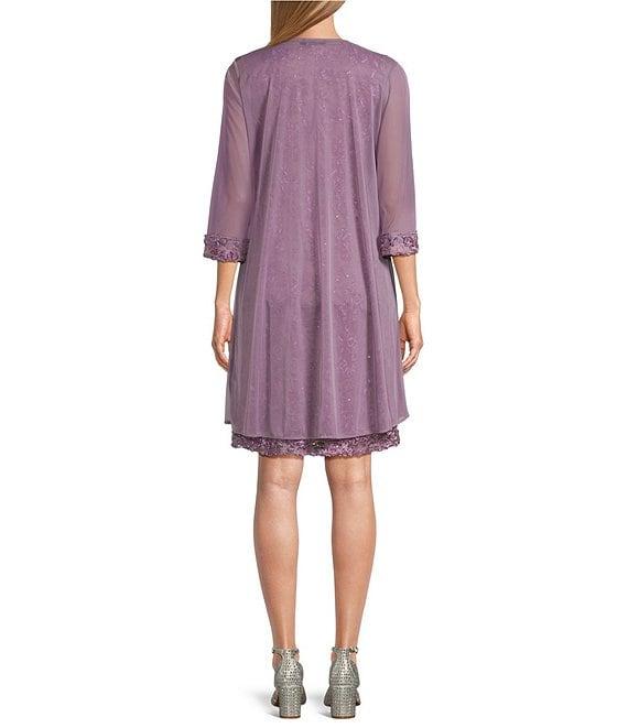 R & M Richards 3/4 Sleeve Beaded Crew Neck Lace 2-Piece Jacket Dress Product Image