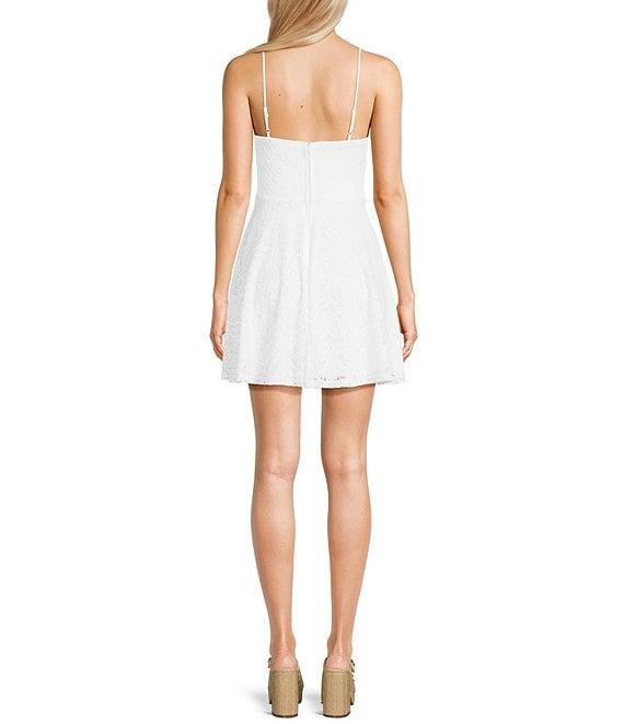 City Vibe Lace Spaghetti Bow Strap Fit And Flare Dress Product Image