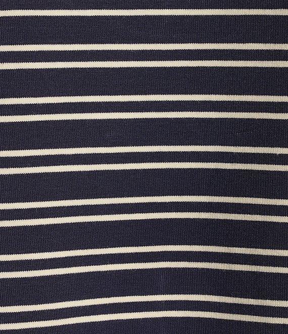 Lucky Brand Sandwash Stripe Contrast Trim Crew Neck Short Dolman Sleeve Top Product Image