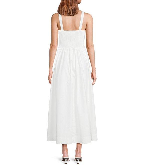 A Loves A Woven Square Neck Sleeveless Straps Drop Waist Smocked Backing Ruched Sides A-Line Maxi Dress Product Image