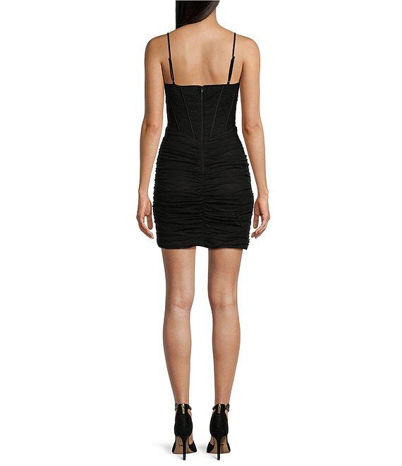 Blondie Nites Spaghetti Strap V-Neck Mesh Corset Dress Product Image