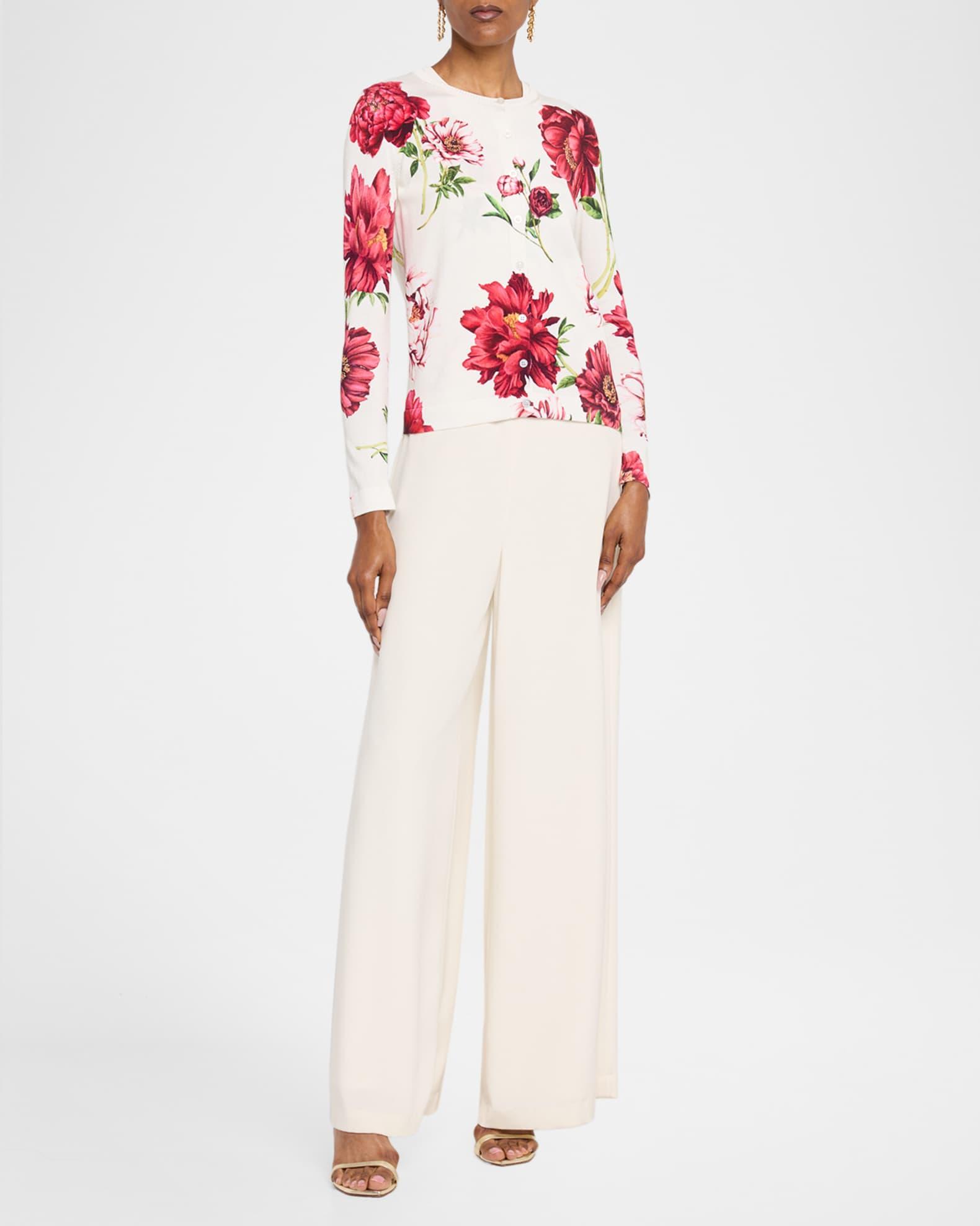 Peony Print Crewneck Twinset Cardigan Product Image