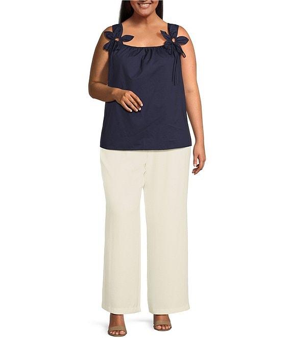 Skies Are Blue Plus Size Petal Detail Ruched Tank Product Image