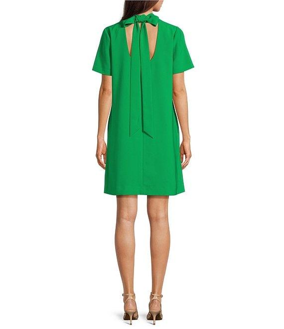 Alex Marie Sylvia Crepe Short Sleeve Mock Neck Dress Product Image
