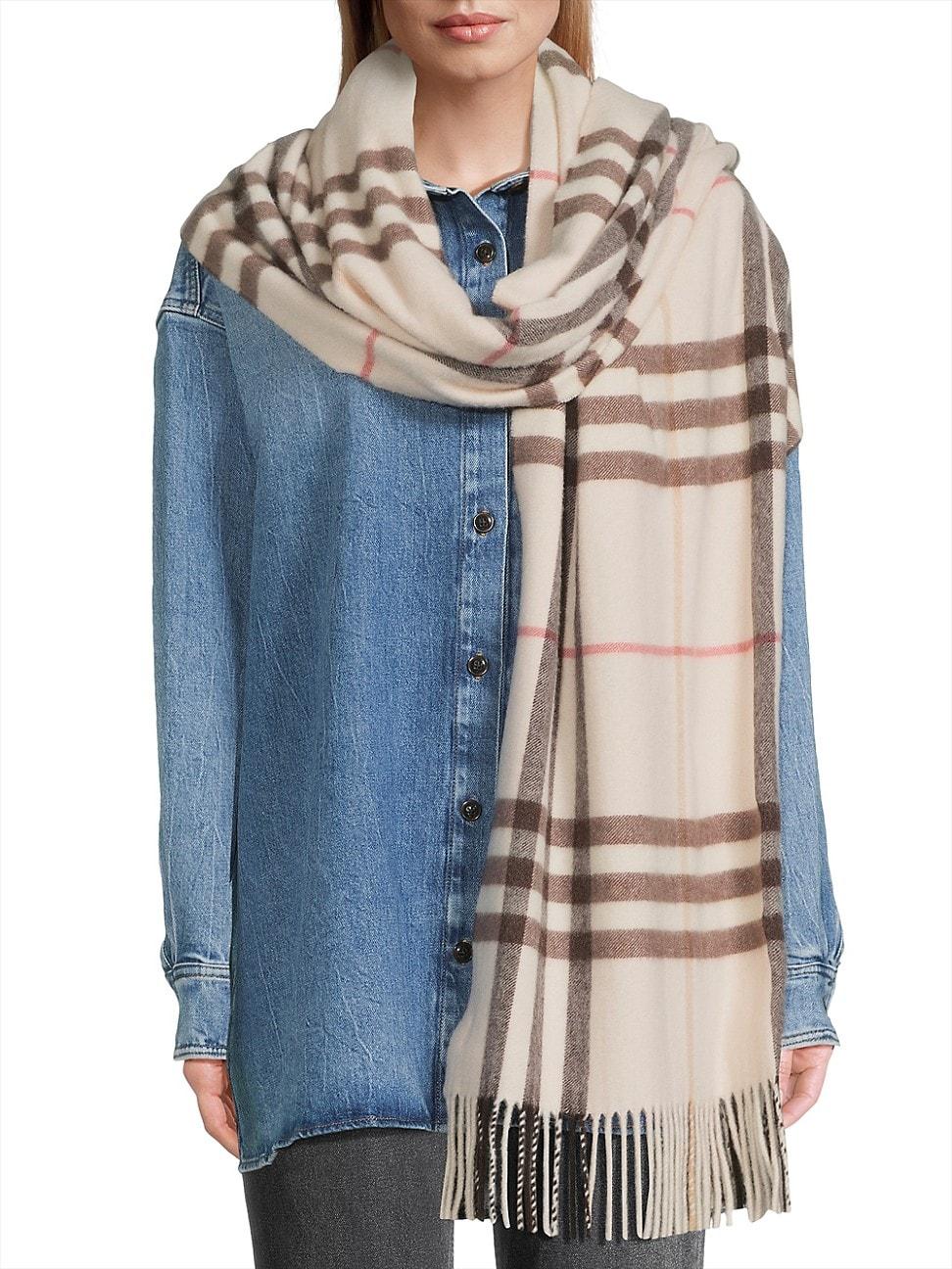 Womens Check Cashmere Scarf Product Image