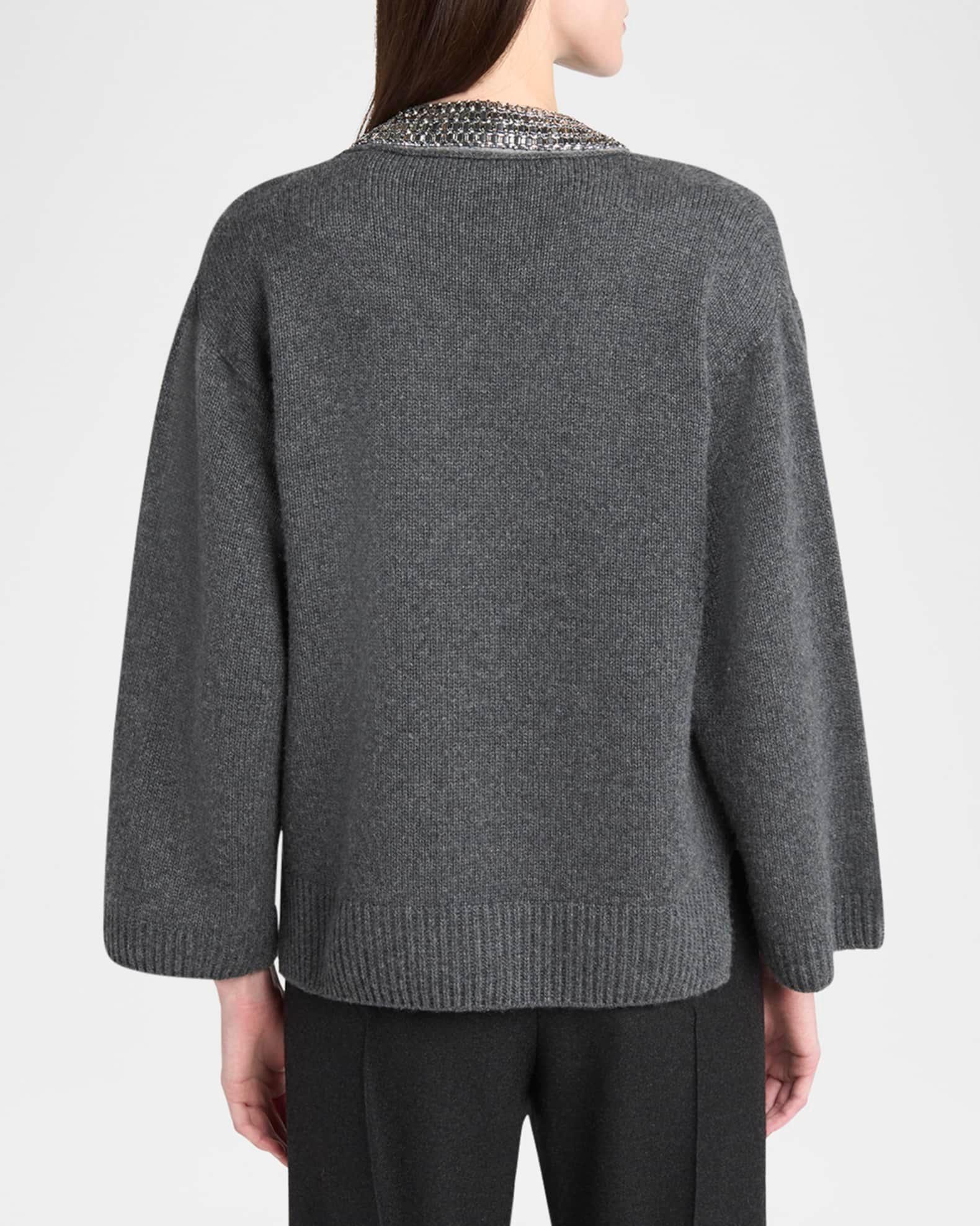 Embellished V-Neck Cashmere Sweater Product Image