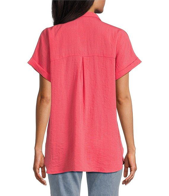 John Mark Wire Collar Short Dolman Sleeve Button-Front Camp Shirt Product Image