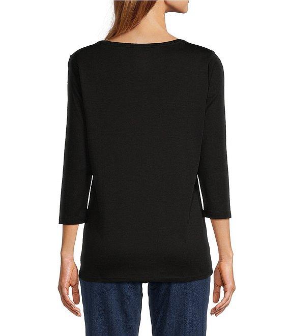 L.L.Bean Pima Cotton Crew Neckline Quarter Length Sleeve Tee Product Image