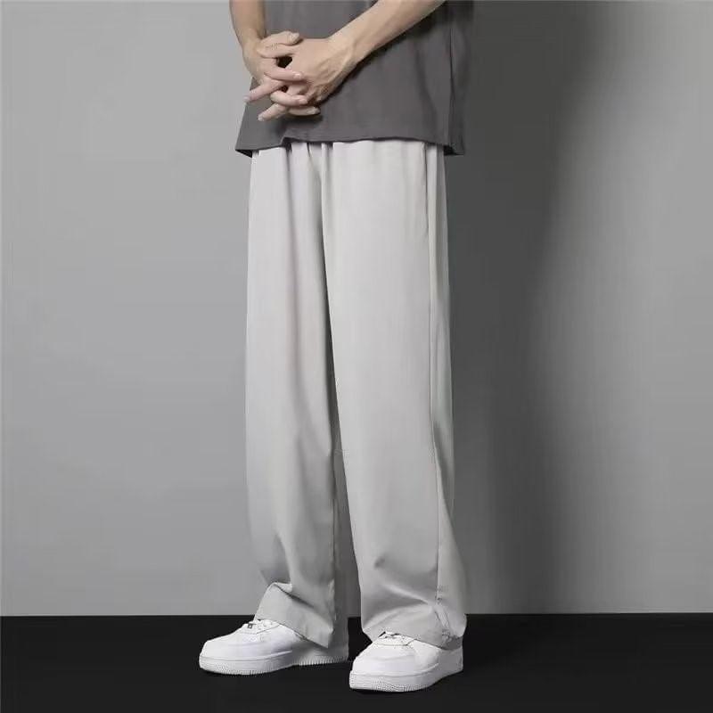 Mid Rise Plain Loose Fit Pants / Drawstring Waist Cropped Harem Pants Product Image