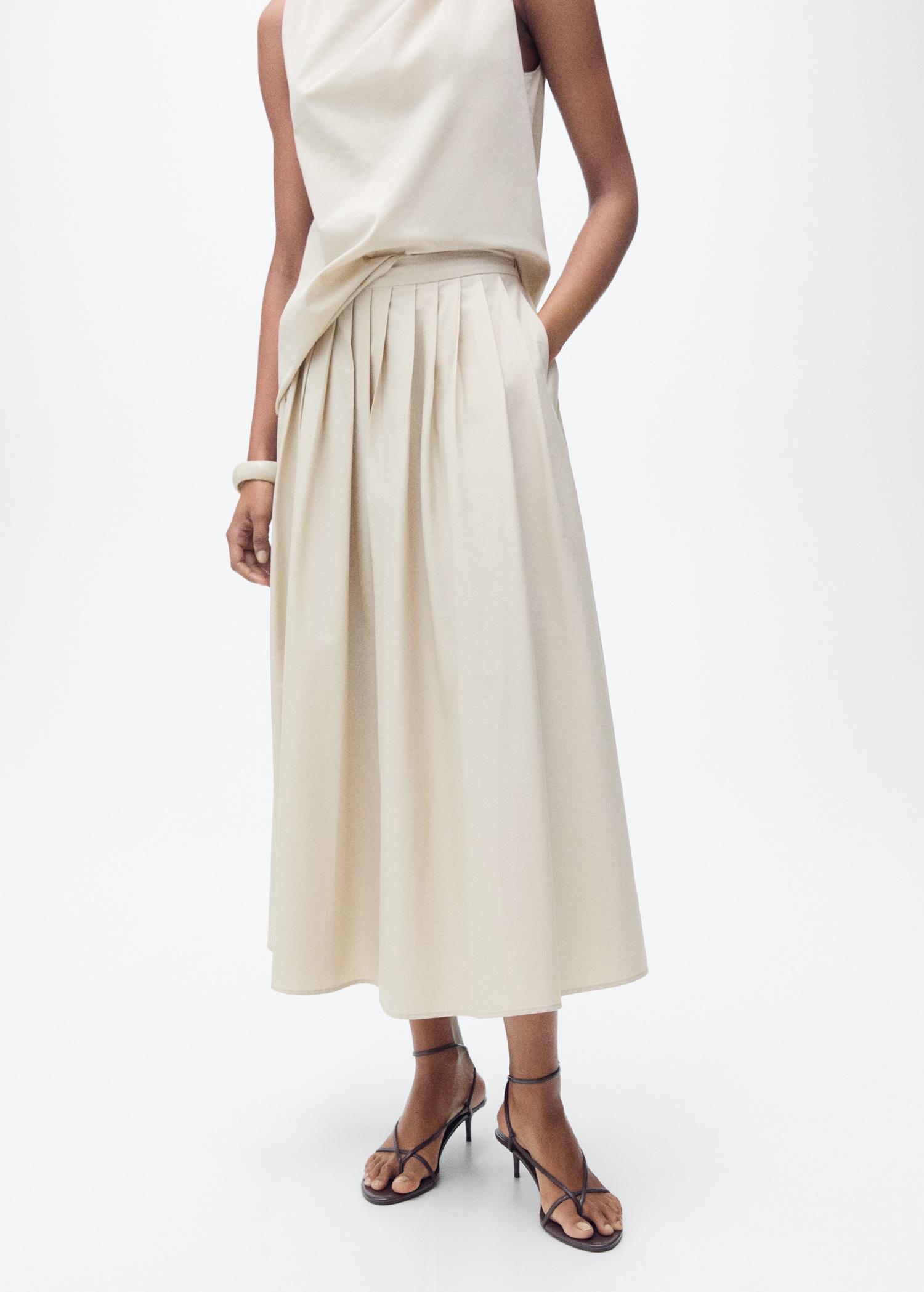 Flared skirt with pleated detail - Women | MANGO USA Product Image