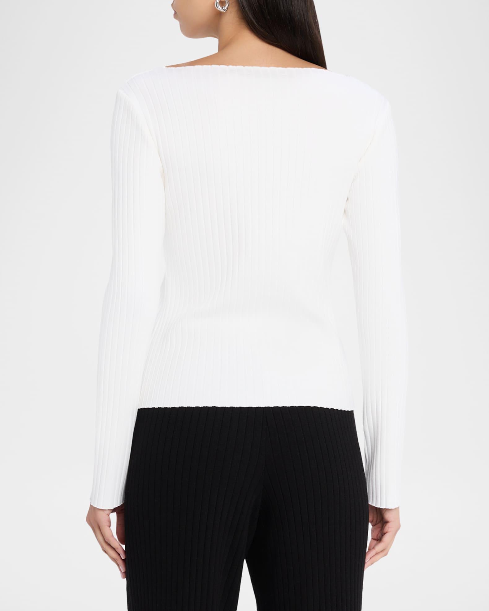Ribbed Long-Sleeve High-Neck Top  Product Image