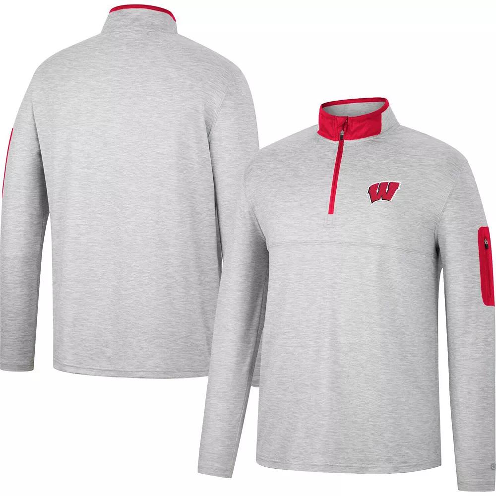Men's Colosseum Heathered Gray/Crimson Oklahoma Sooners Country Club Windshirt Quarter-Zip Jacket,  Product Image