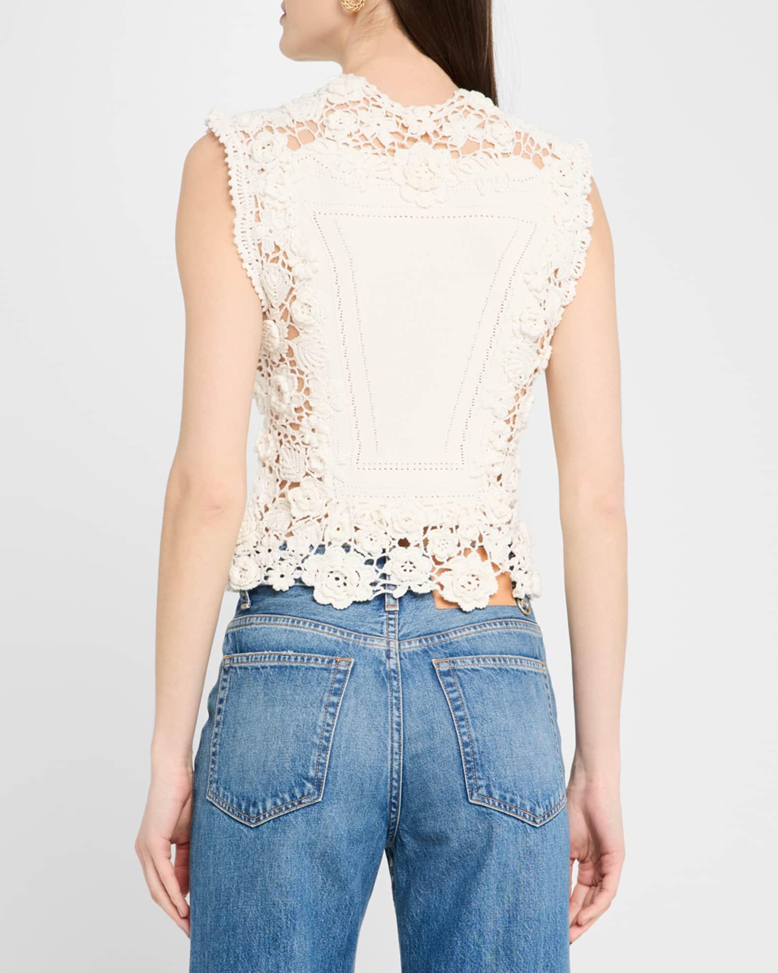 Gigi High-Neck Crochet Knit Top Product Image
