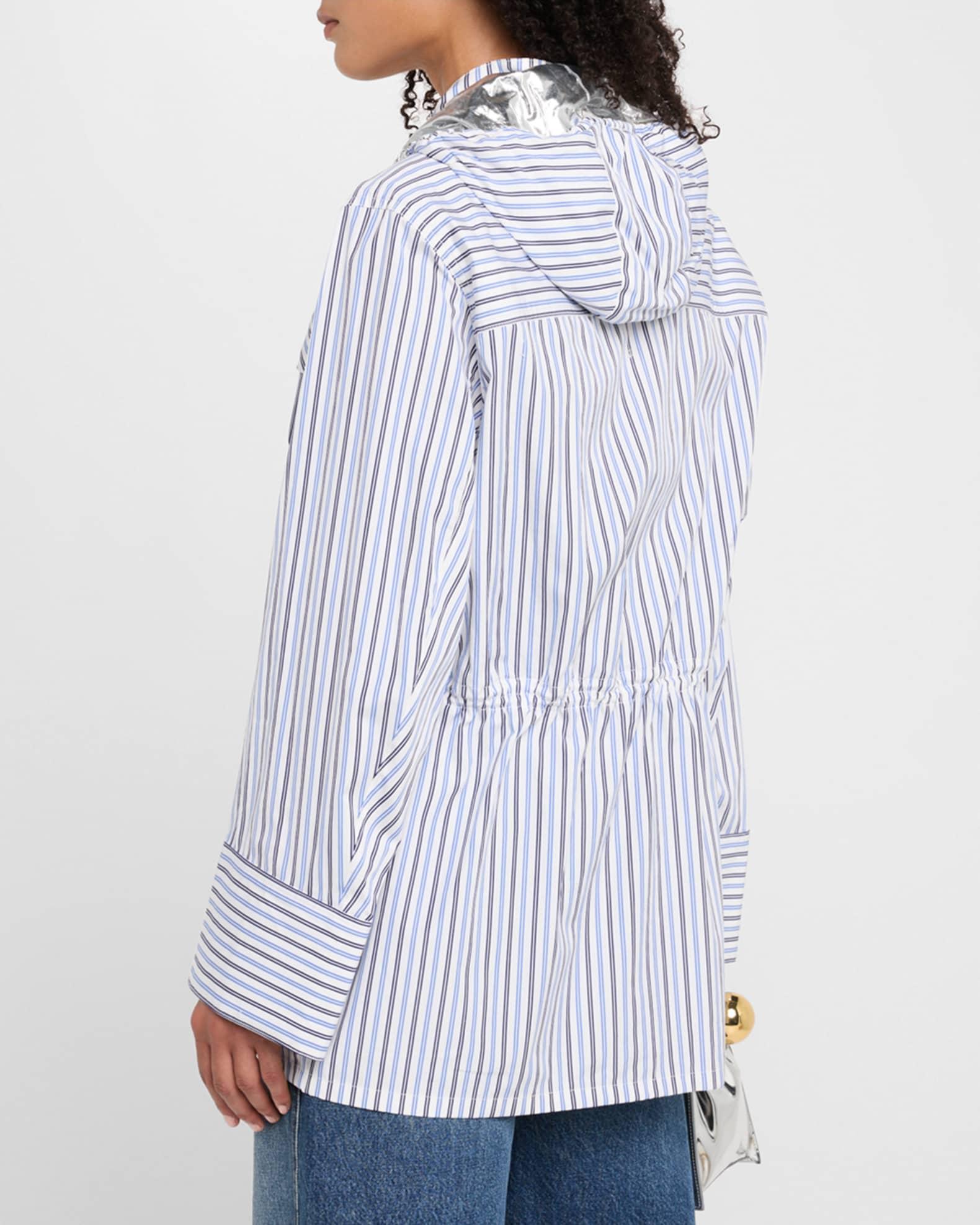Striped Cotton Hooded Zip Jacket Product Image
