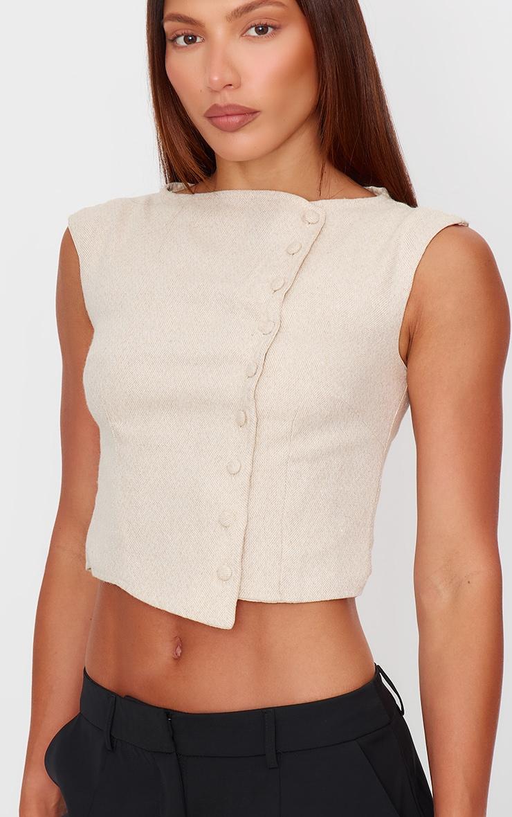 Cream Woven Boatneck Vest Product Image