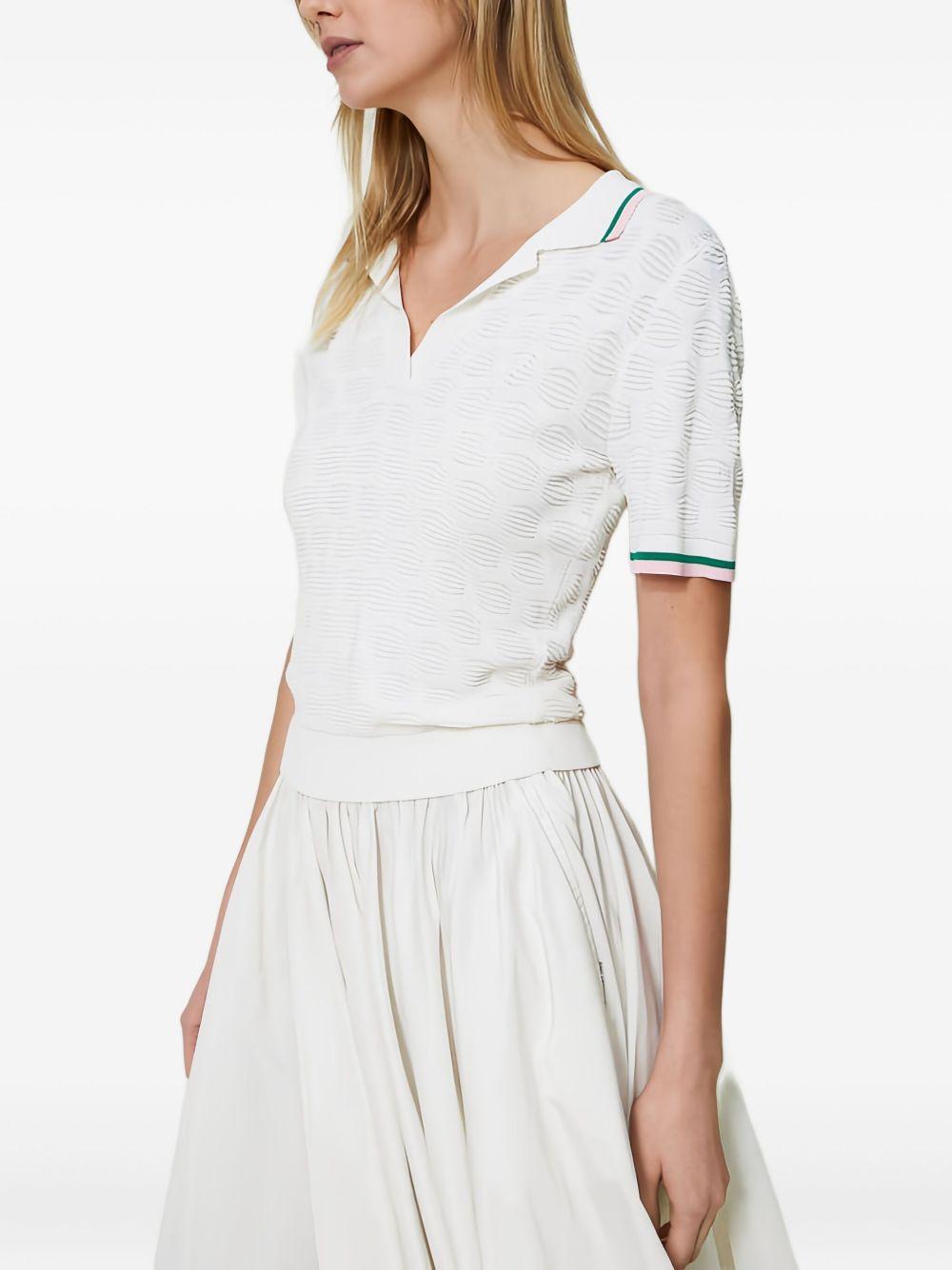 ribbed geometric-pattern polo shirt Product Image