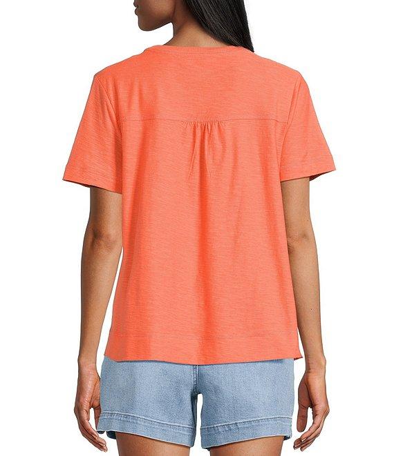 Westbound Solid Short Sleeve V-Neck Top Product Image