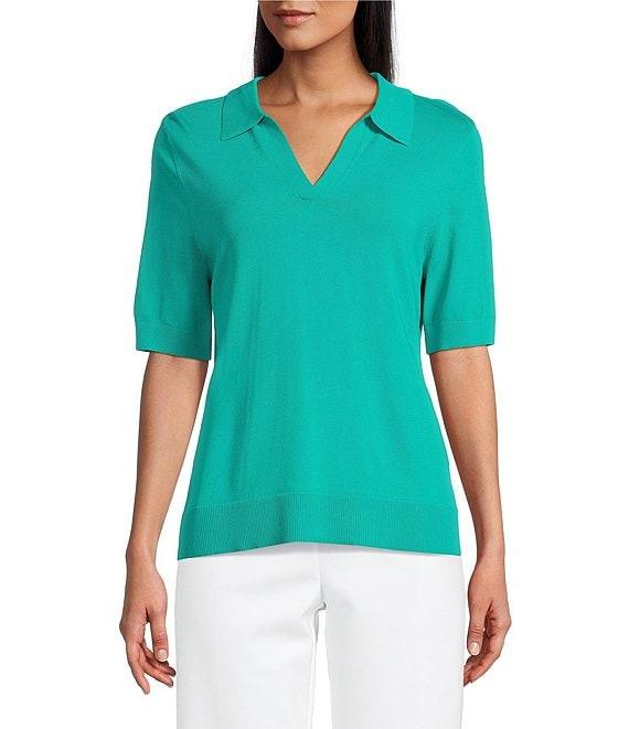 Investments Short Sleeve V-Neck Shirt Collar Top Product Image