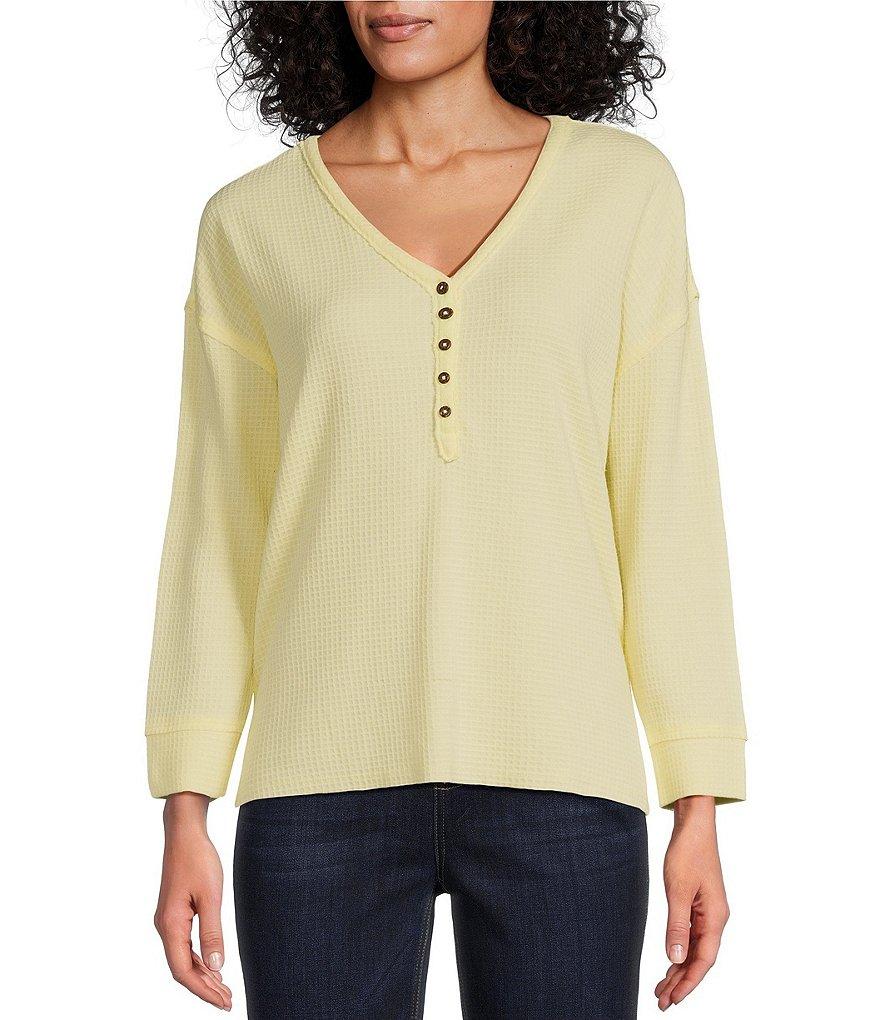 Westbound Long Sleeve Henley Neck Top Product Image