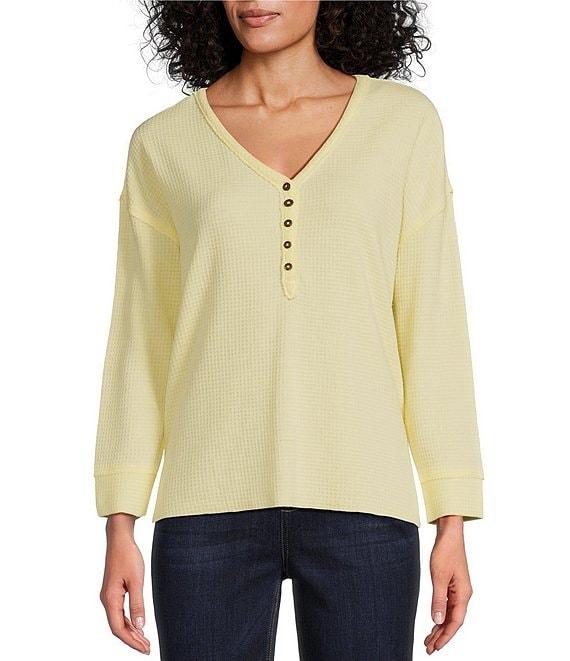 Westbound Long Sleeve Henley Neck Top Product Image