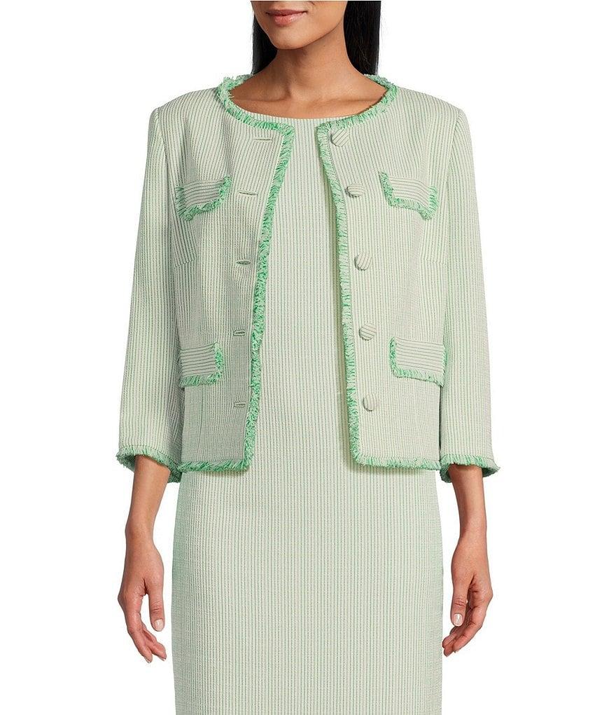 Preston & York Judith Boucle Tweed Round Neck Long Sleeve Jacket Product Image