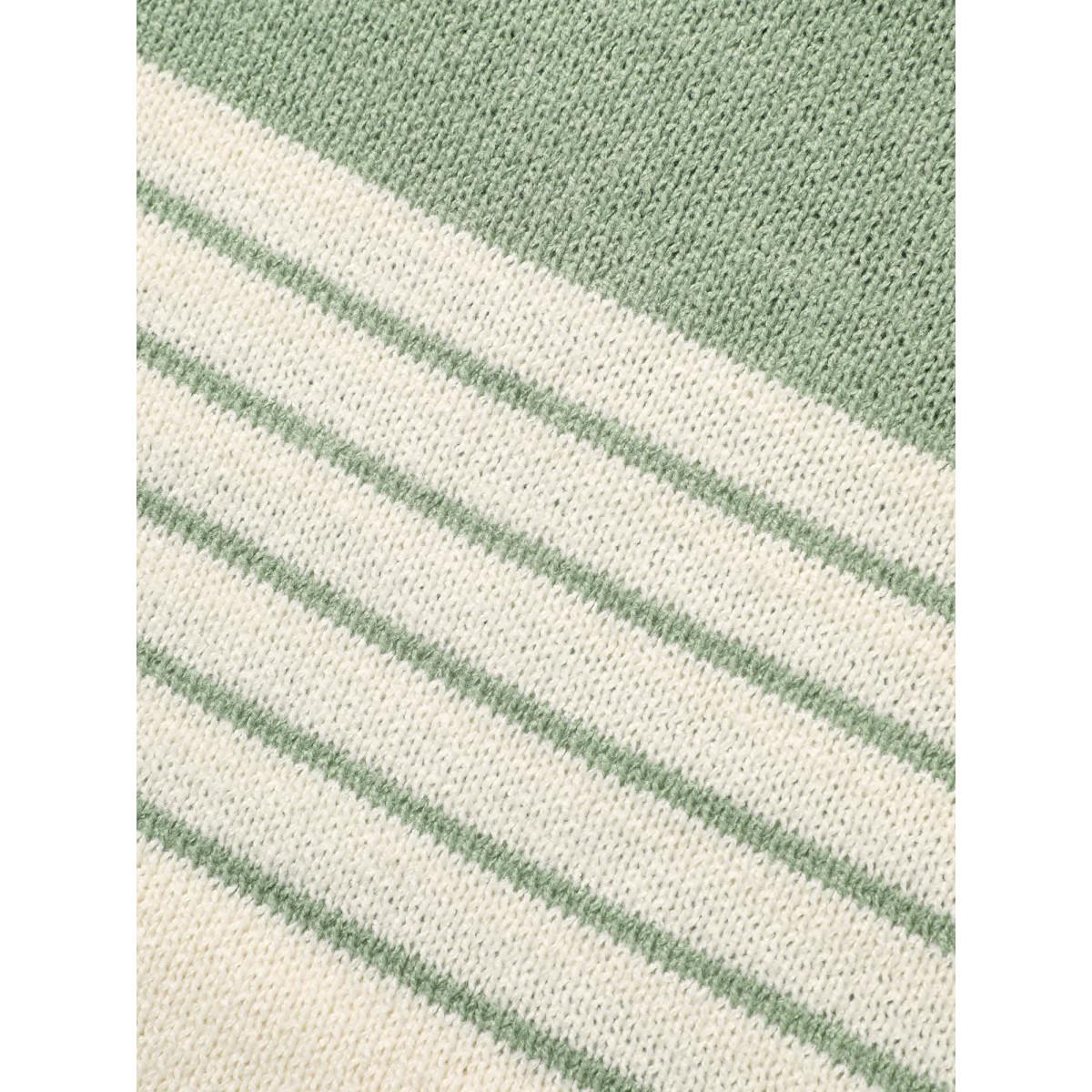 Plus Size V Neck Striped Patchwork Pullover LightGreen Women Casual Long Sleeve V-neck Everyday Pullovers BloomChic 14-16/1X Product Image