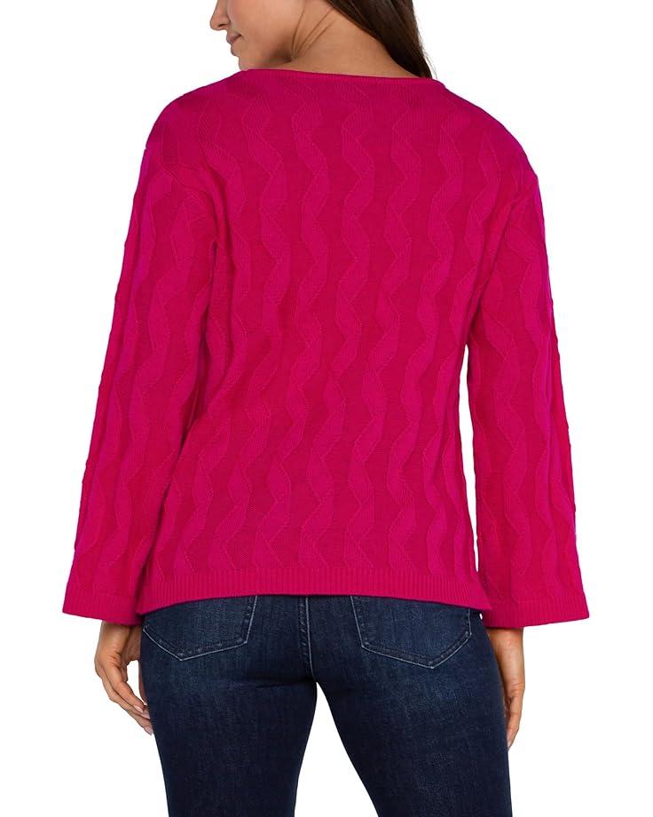 Women's Liverpool Los Angeles Long Sleeve Boat Neck Sweater Cable Yarn Product Image