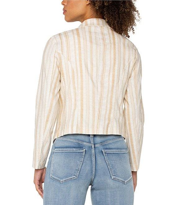 Liverpool Los Angeles Stripe Notch Collar Long Sleeve Open Front Blazer Product Image