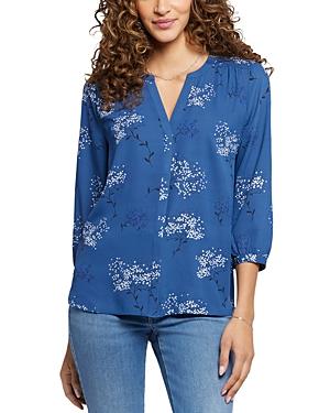 Nydj Three Quarter Sleeve Printed Pintucked Back Blouse Product Image