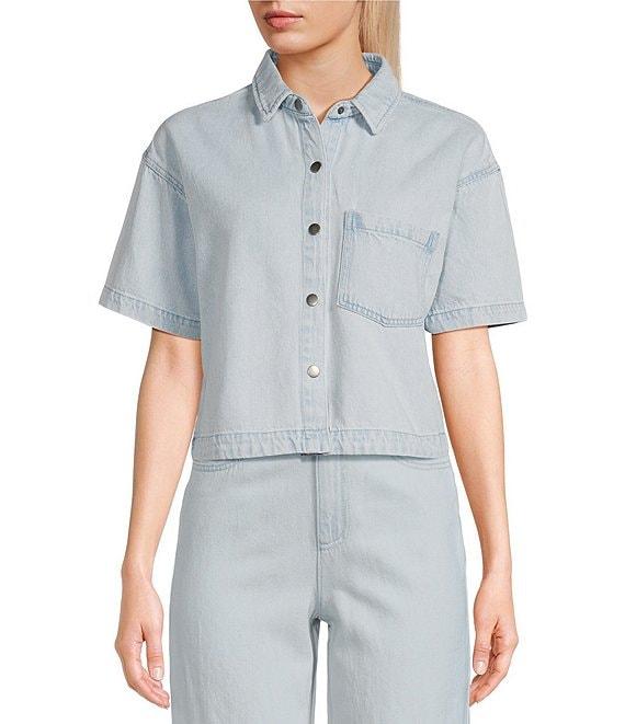 GB Button Front Denim Box Top Product Image