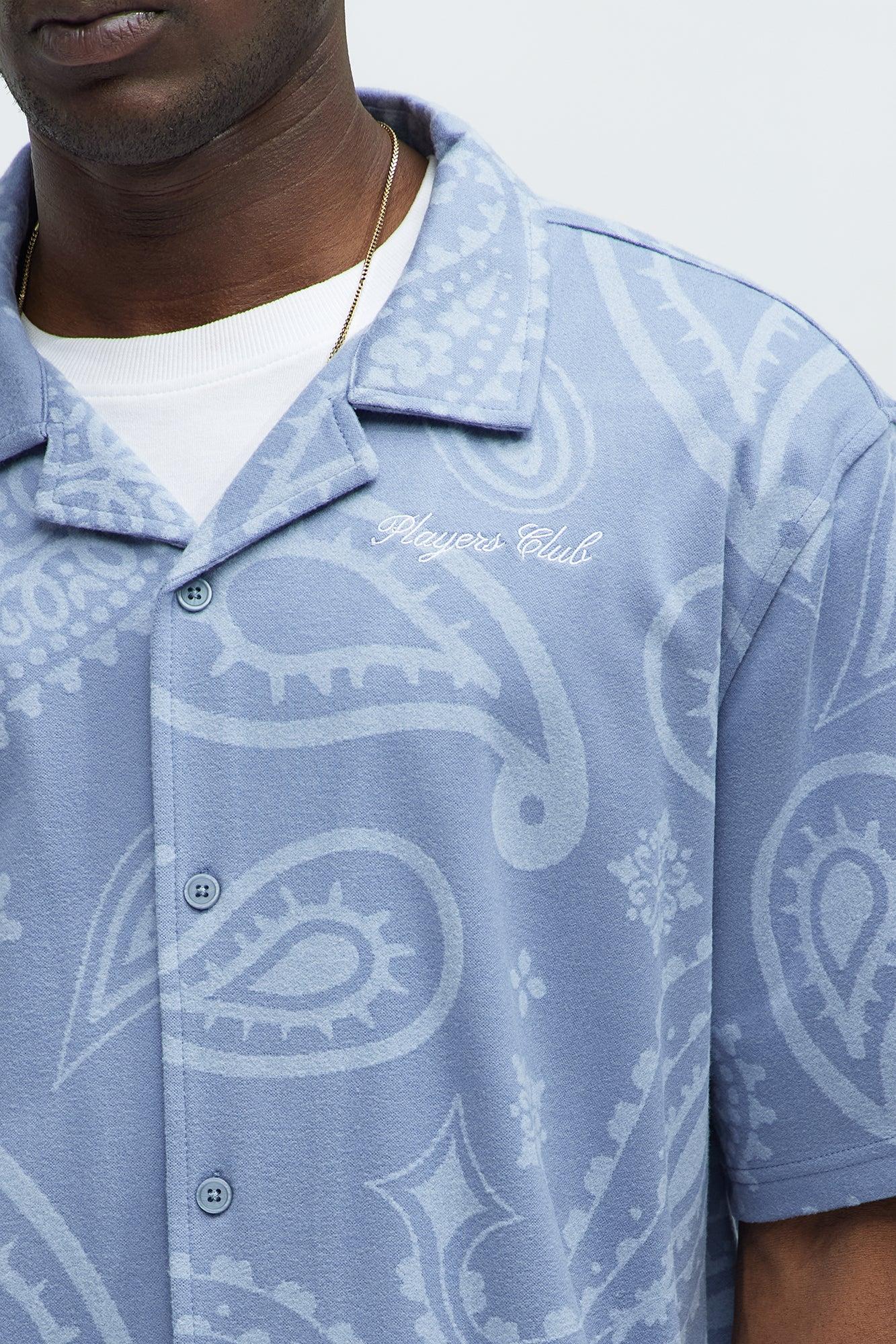 Heritage Paisley Short Sleeve Button Up - Light Blue Product Image