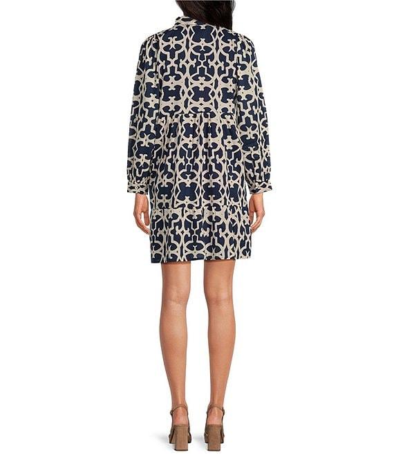 Ro's Garden Romy Printed Woven Collar Neck 3/4 Sleeve Mini Dress Product Image