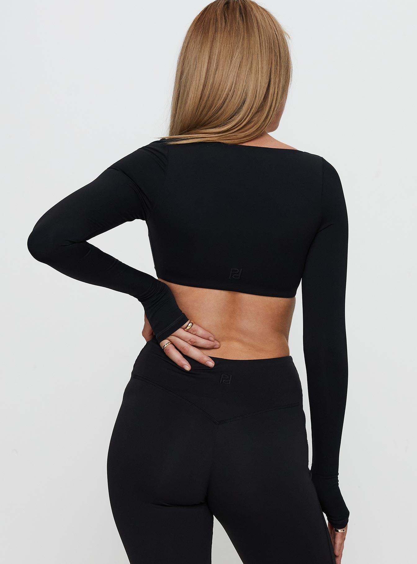 Set Point Active Square Neck Sleeve Top Black Product Image