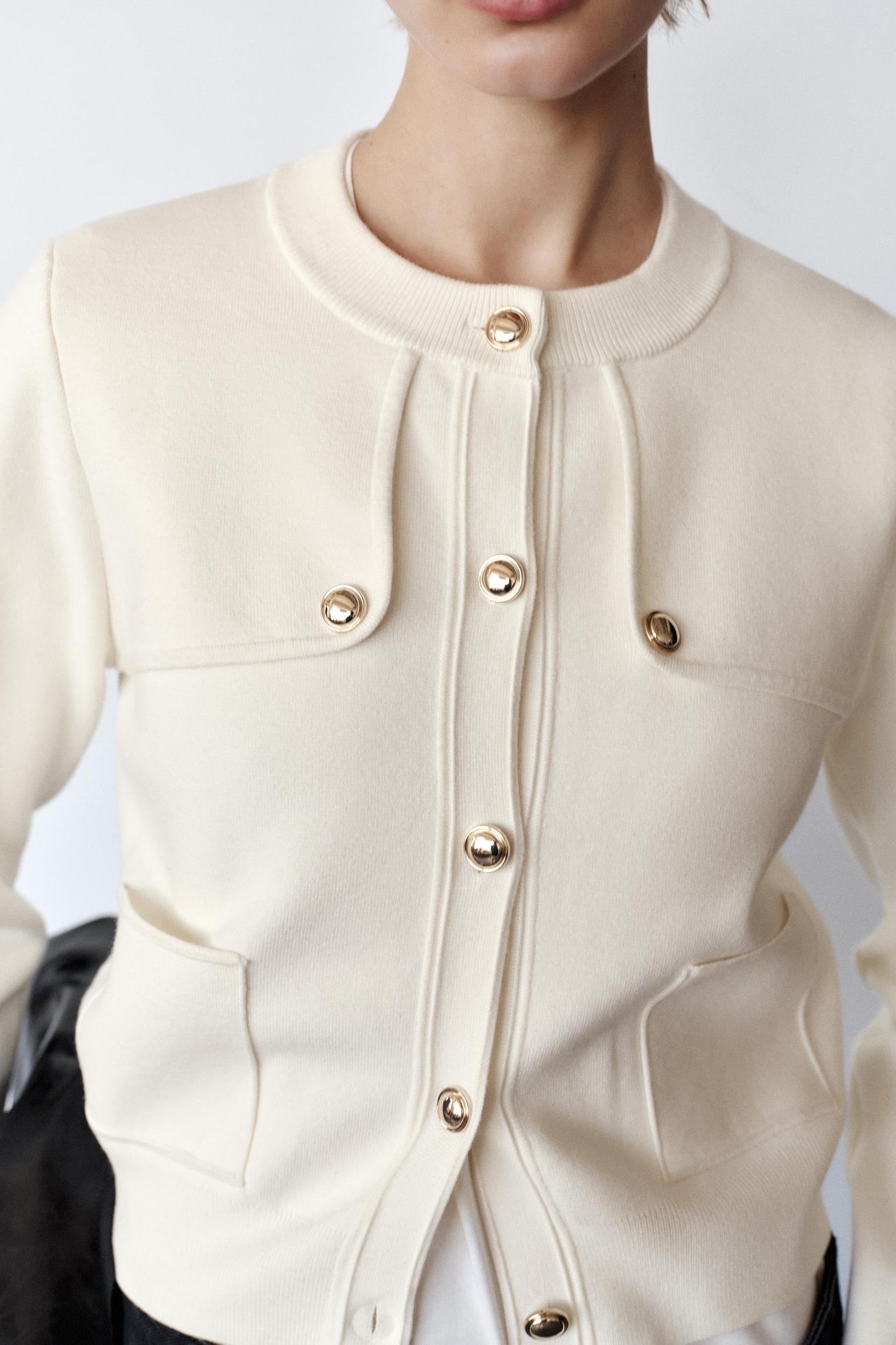 KNIT CARDIGAN WITH GOLDEN BUTTONS Product Image