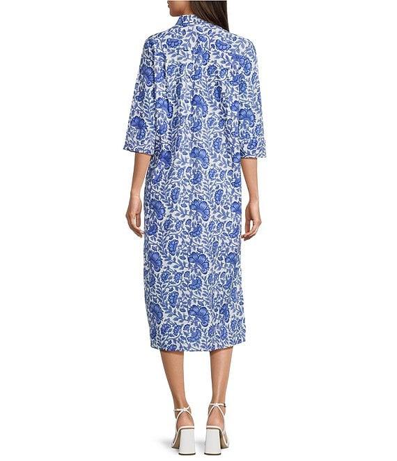 Jude Connally Kallan Sapphire Garden Print Point Collar Shift Midi Dress Product Image